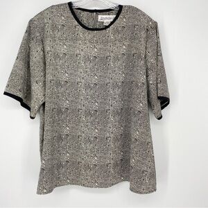 Yves St. Clair 2 Vintage Houndstooth Y2k  Plus Size Blouse Black & White 24W